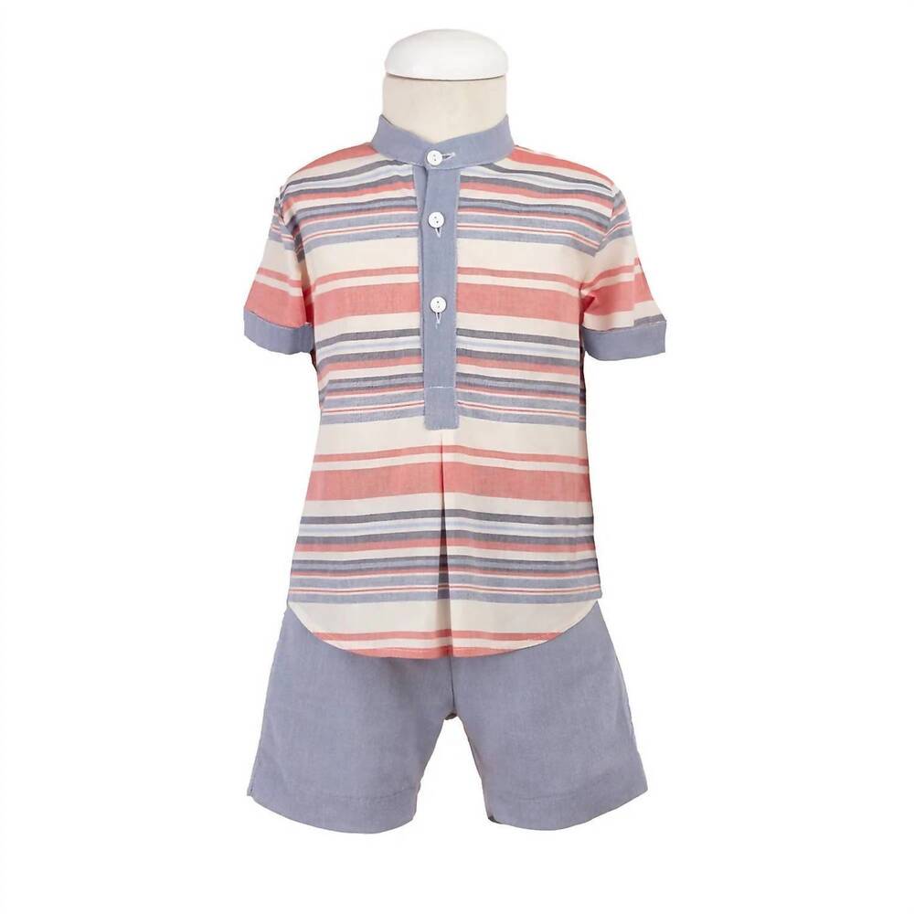 NEW BELAN.J boy's marina shorts set in multi